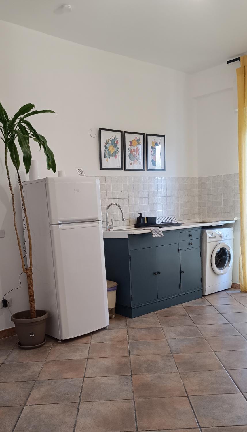 Kitchen or kitchenette, washing machine