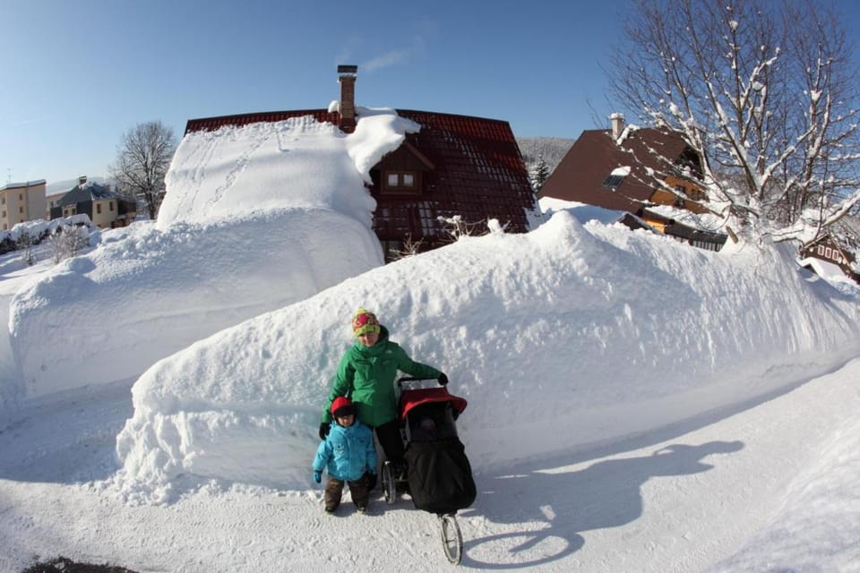 Property building, Winter, children, Family