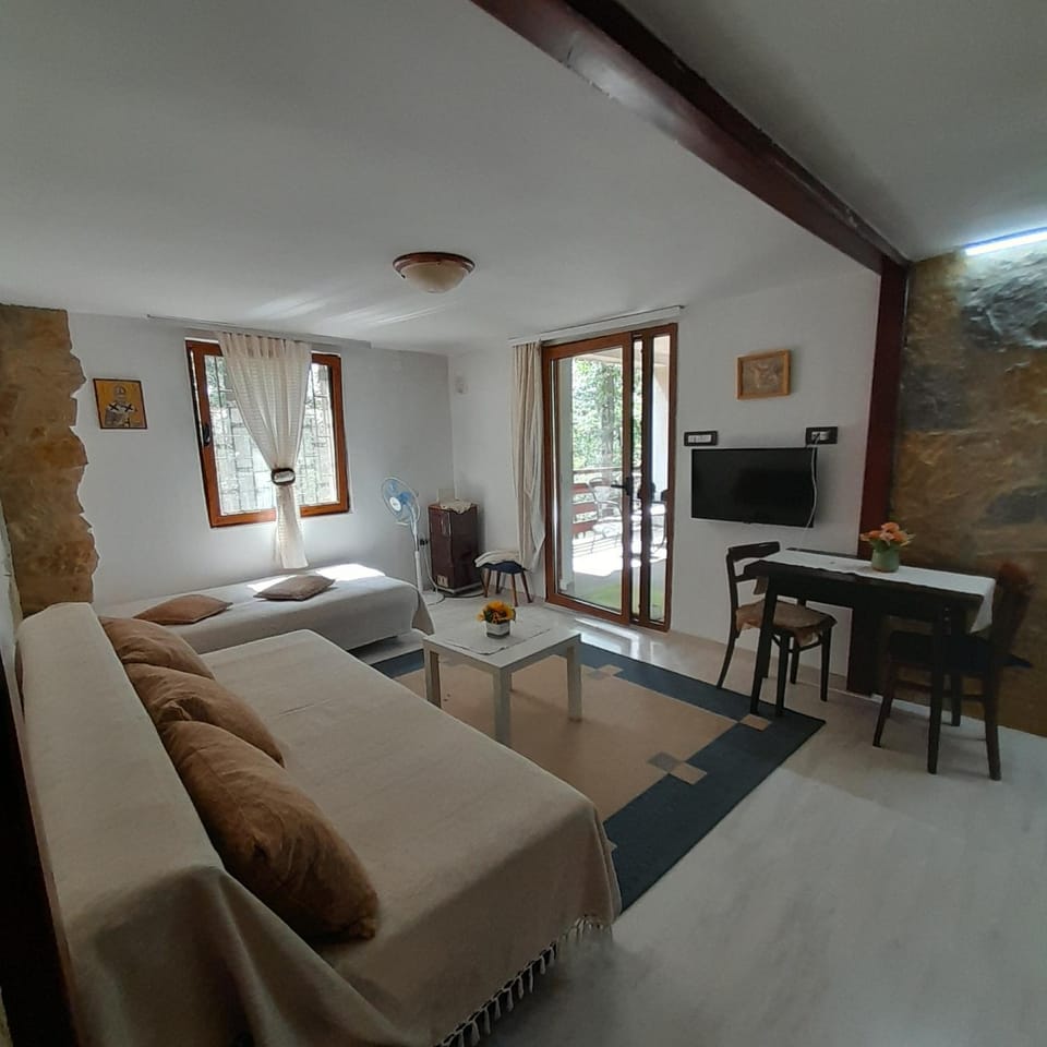 Bed, TV and multimedia, Living room, Seating area, kitchen