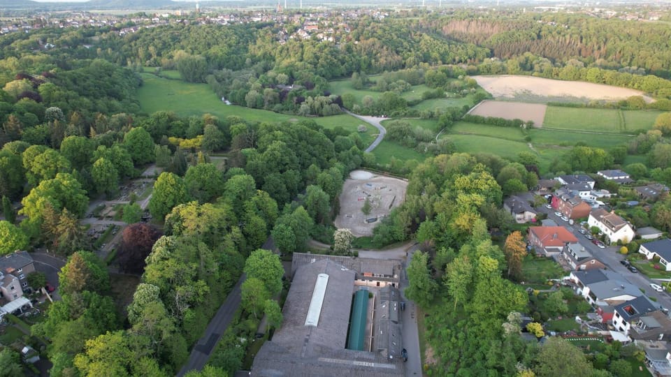 Property building, Neighbourhood, Natural landscape, Bird's eye view