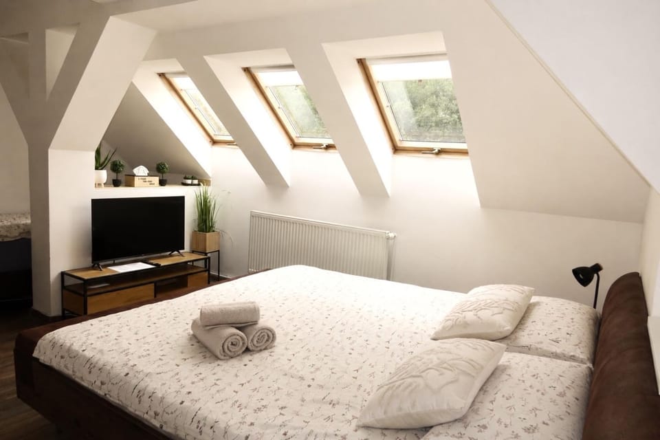 Bed, TV and multimedia, Photo of the whole room, Bedroom, towels