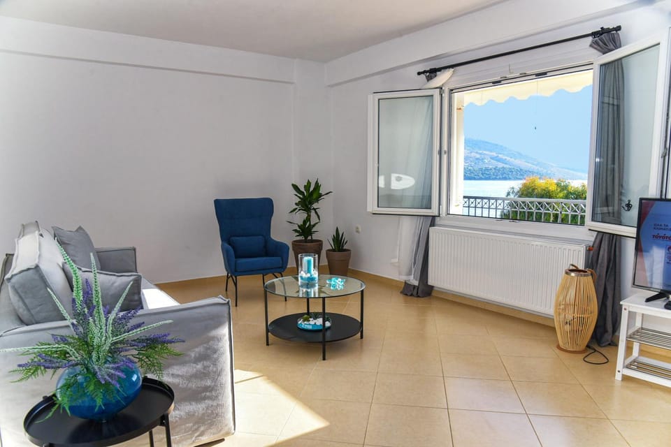 Living room, Seating area, Sea view