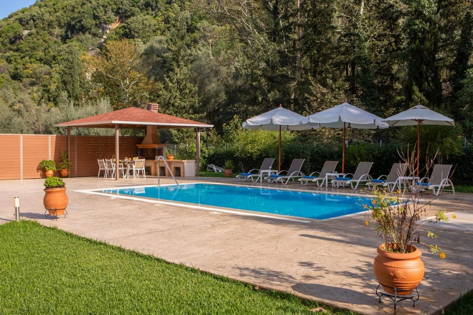 Patio, Natural landscape, Garden, Garden view, Pool view, Swimming pool, sunbed
