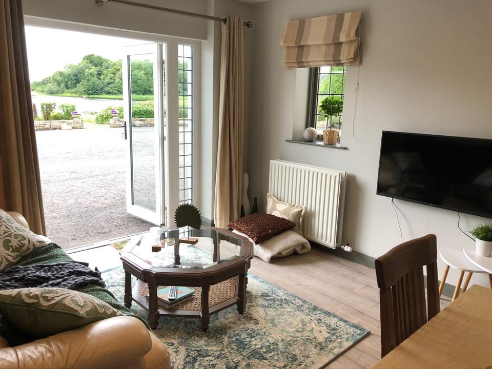 Living room, Seating area, Lake view