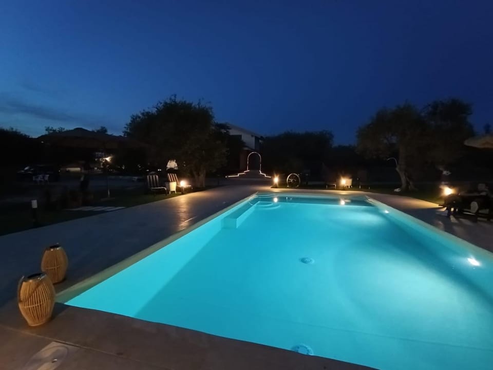 Night, Pool view, Swimming pool