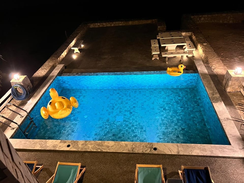 Night, Pool view, Swimming pool