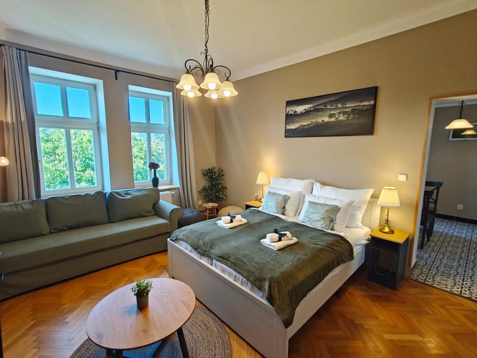 Bed, Living room, Photo of the whole room, towels