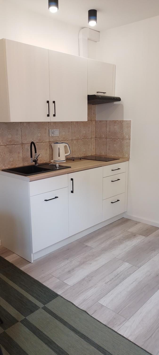 Kitchen or kitchenette, stove