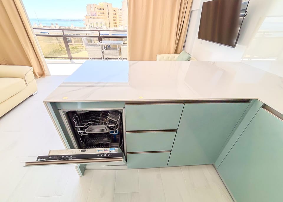 Kitchen or kitchenette, dishwasher