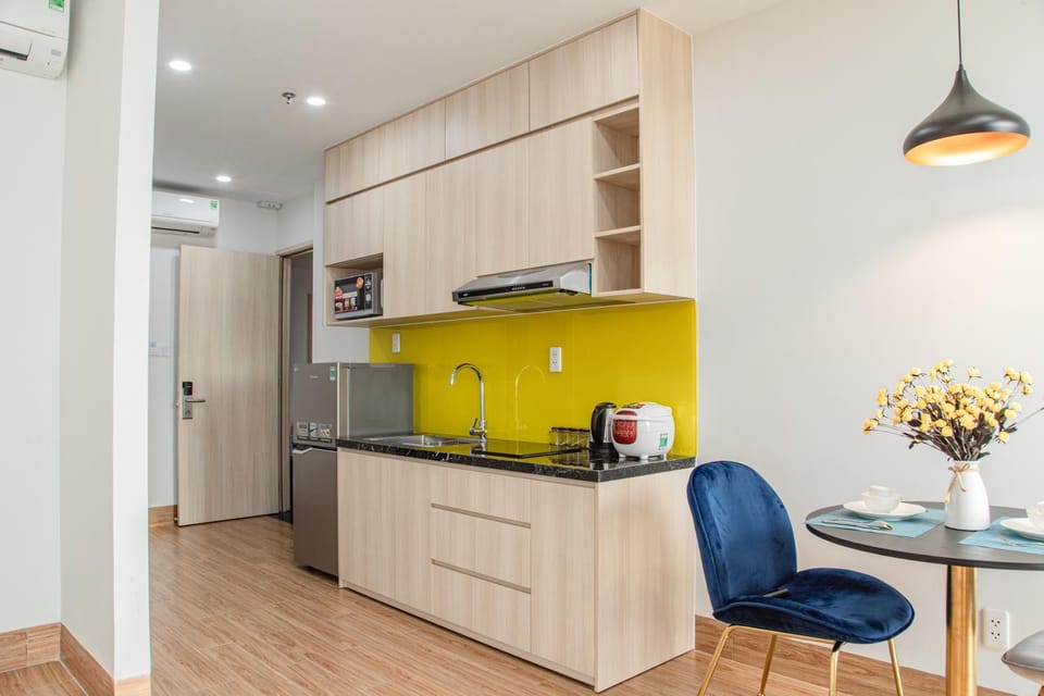 Kitchen or kitchenette, stove