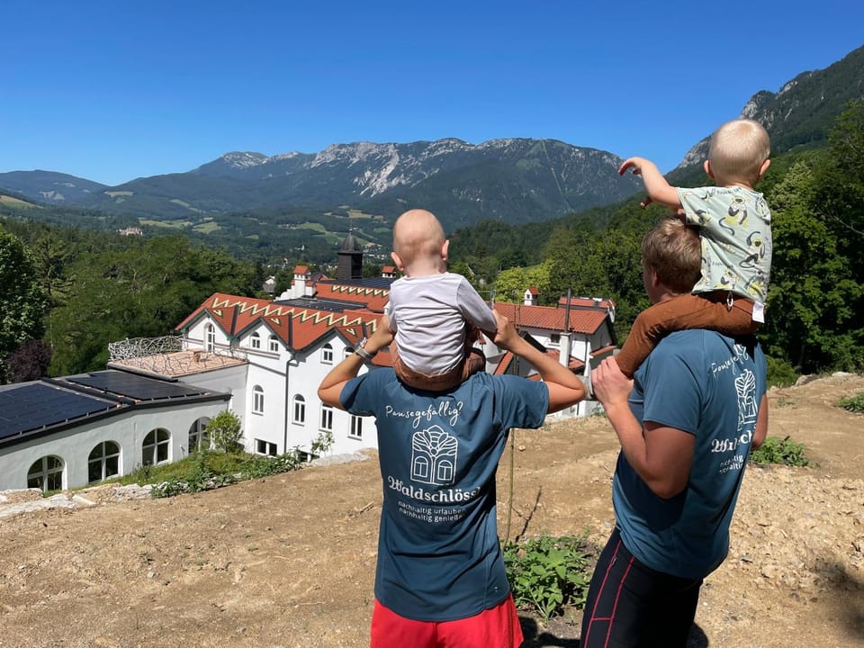 Natural landscape, Mountain view, children, Family