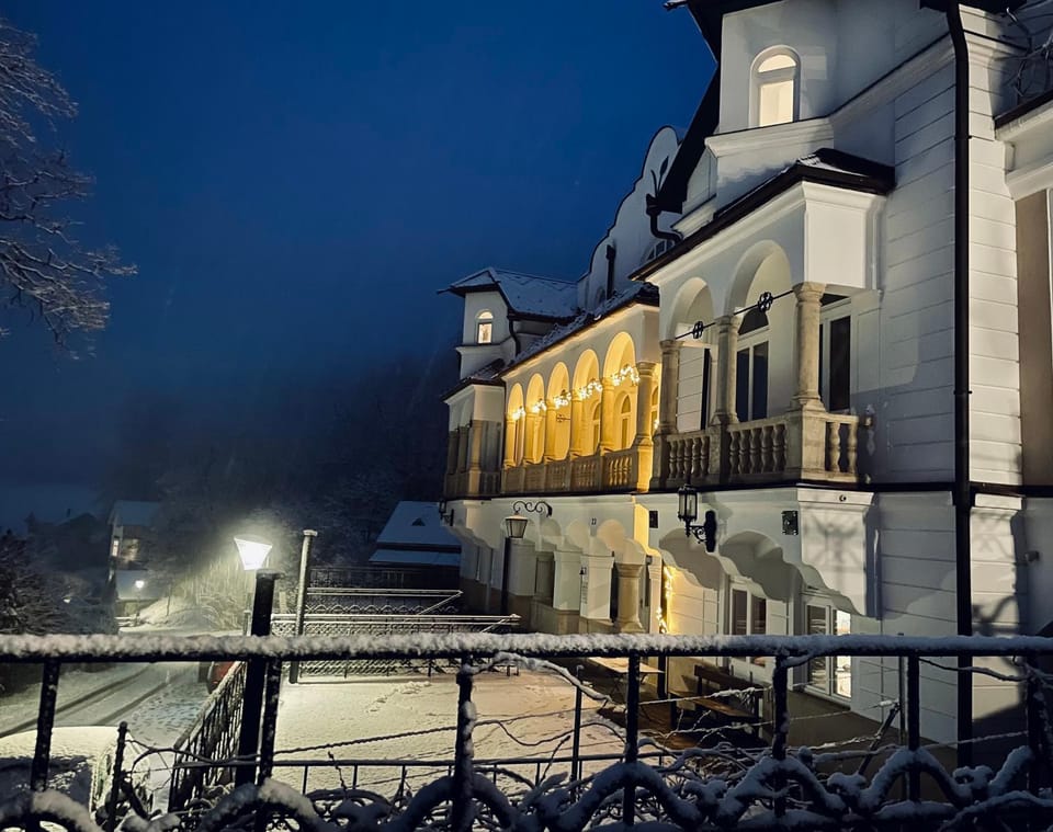 Property building, Night, Winter