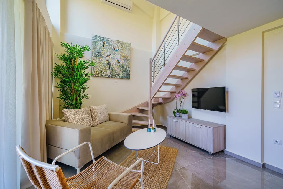 TV and multimedia, Coffee/tea facilities, Kitchen or kitchenette, Living room, Seating area, Dining area, Sea view