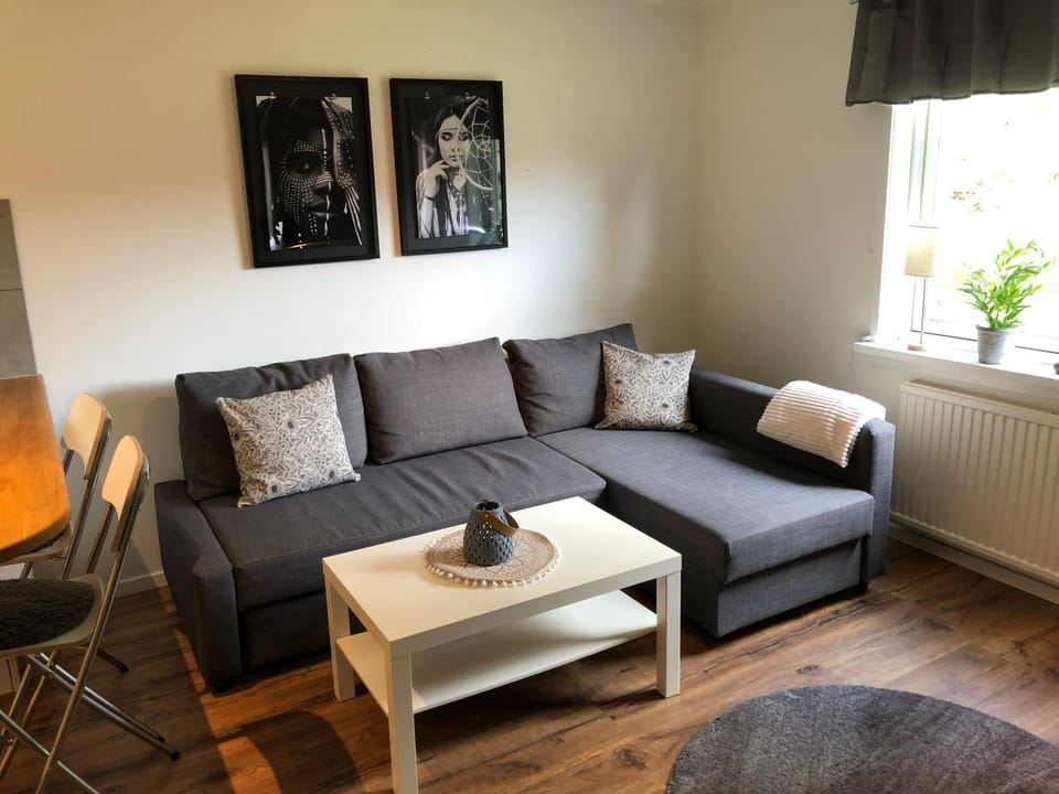 Bed, Living room, Seating area