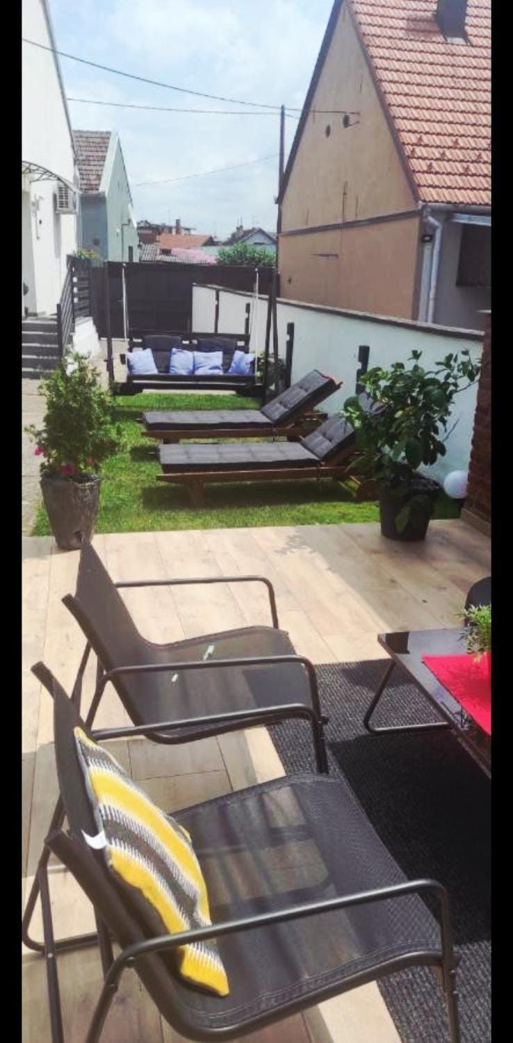Patio, Seating area, Garden view, sunbed