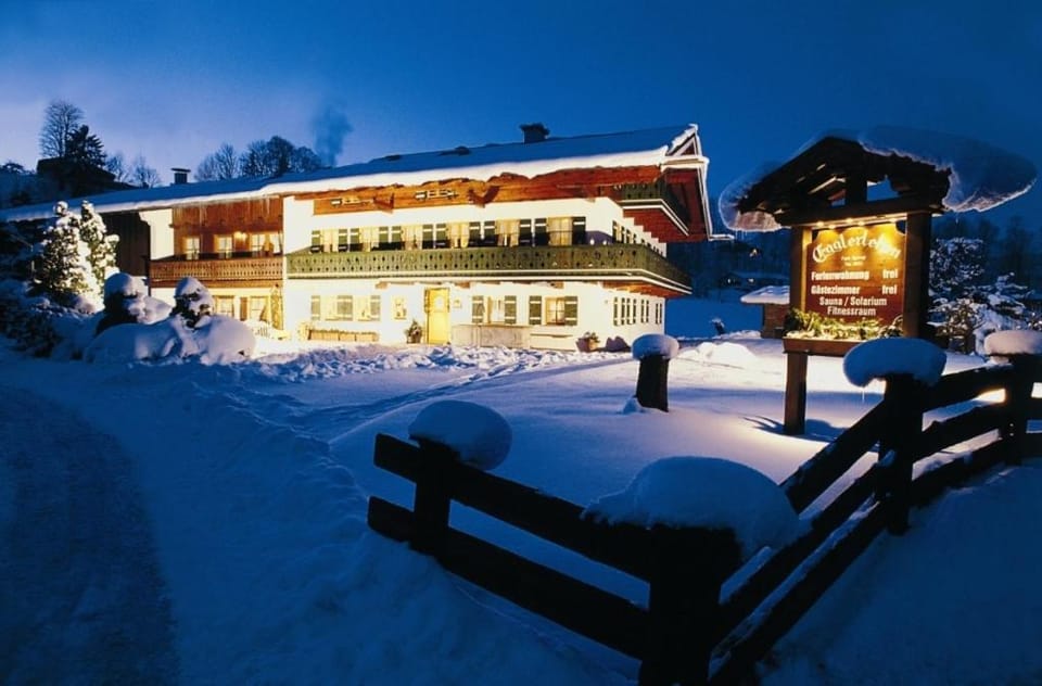 Property building, Night, Winter