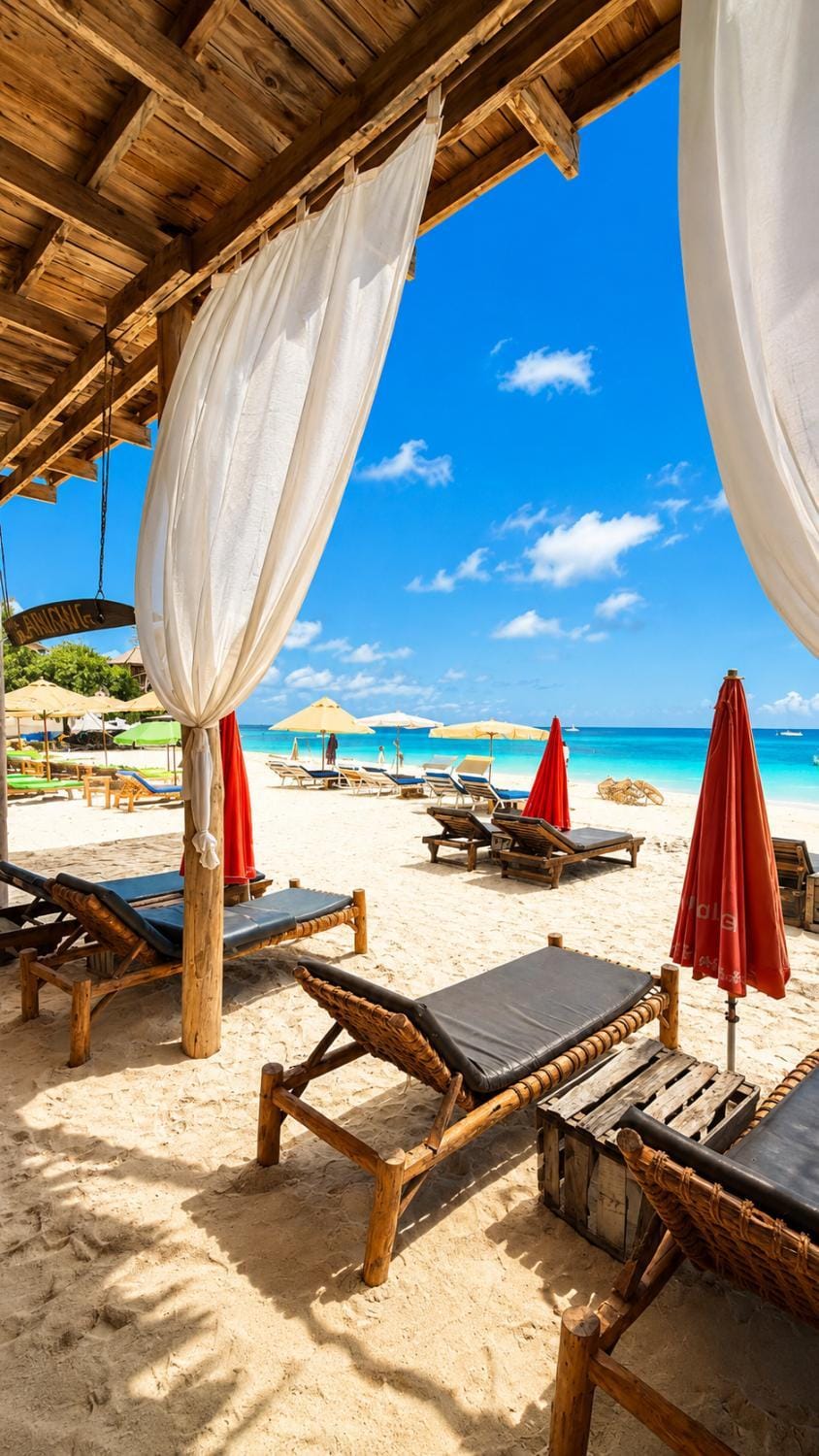 Restaurant/places to eat, Day, Natural landscape, Beach, Sea view, sunbed