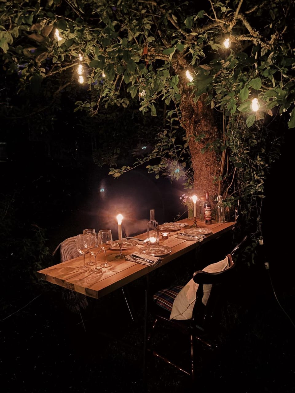 Night, Garden, Dining area