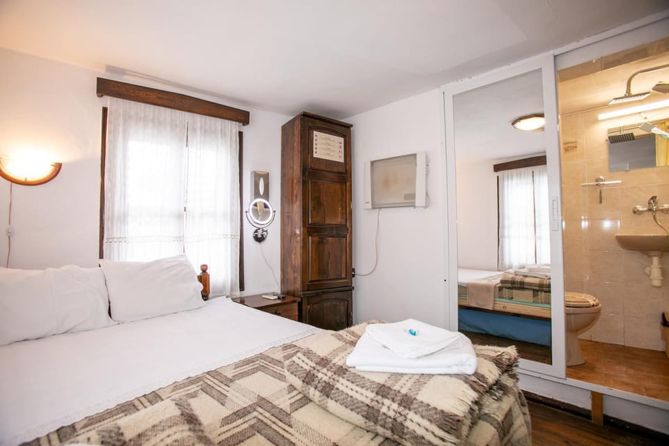 Shower, Toilet, Bed, Day, Bathroom, Photo of the whole room, Decorative detail, Bedroom