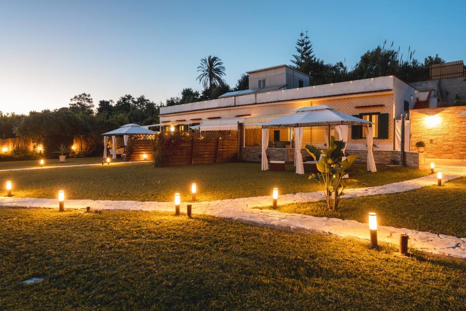 Property building, Night, Garden, Garden view