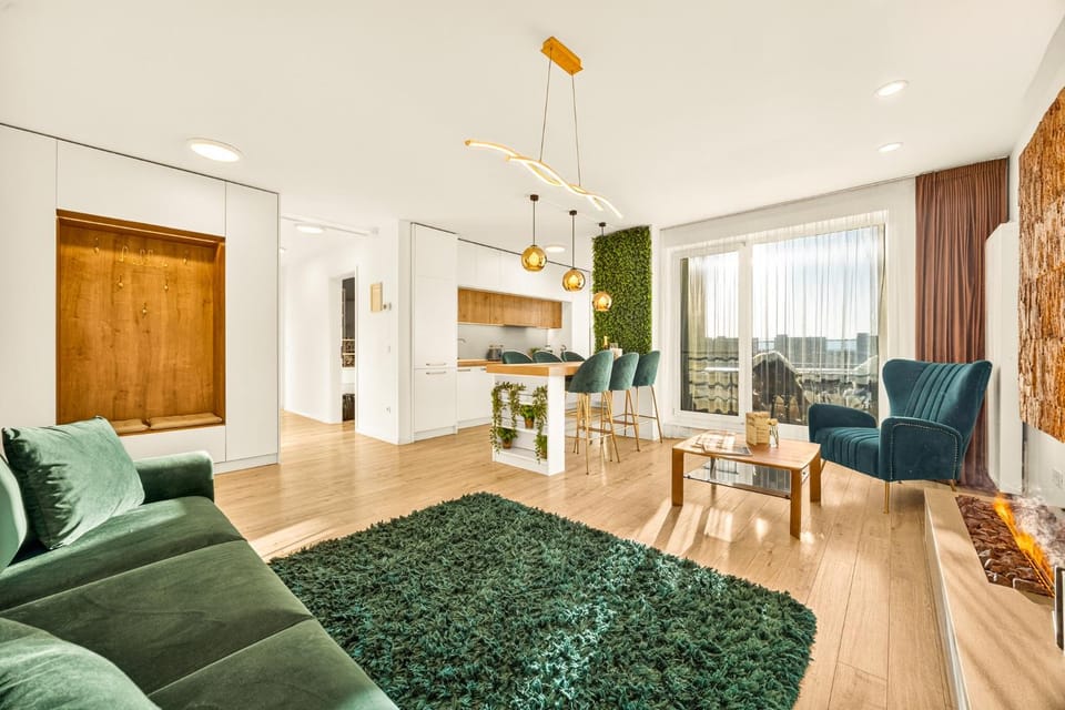 Balcony/Terrace, Living room, Seating area, fireplace, air conditioner