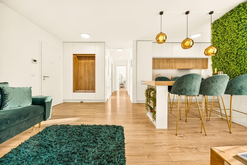 Living room, kitchen, air conditioner