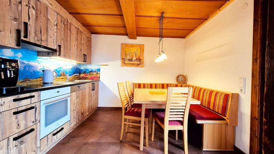 Dining area, stove, kitchen