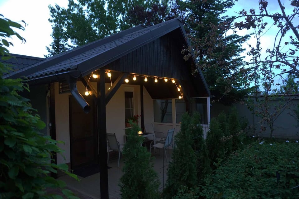 Property building, Patio, Night, Garden, Garden view