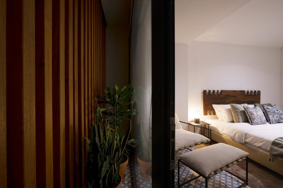 Bed, Bedroom, City view