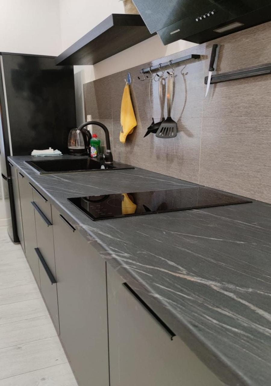 Kitchen or kitchenette, stove, kitchen