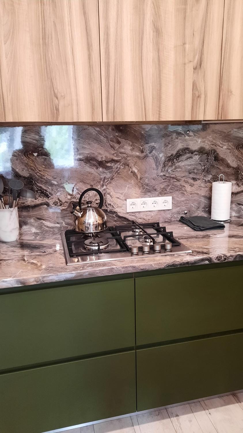 Kitchen or kitchenette, stove