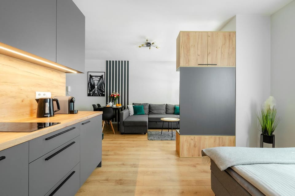 Bed, Kitchen or kitchenette, Living room
