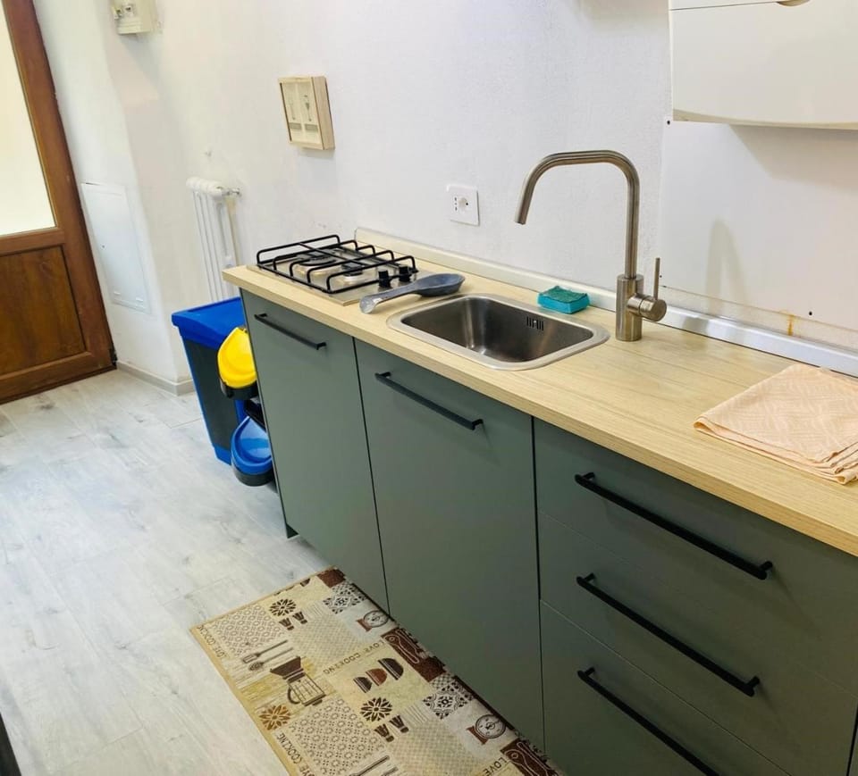 Kitchen or kitchenette, stove