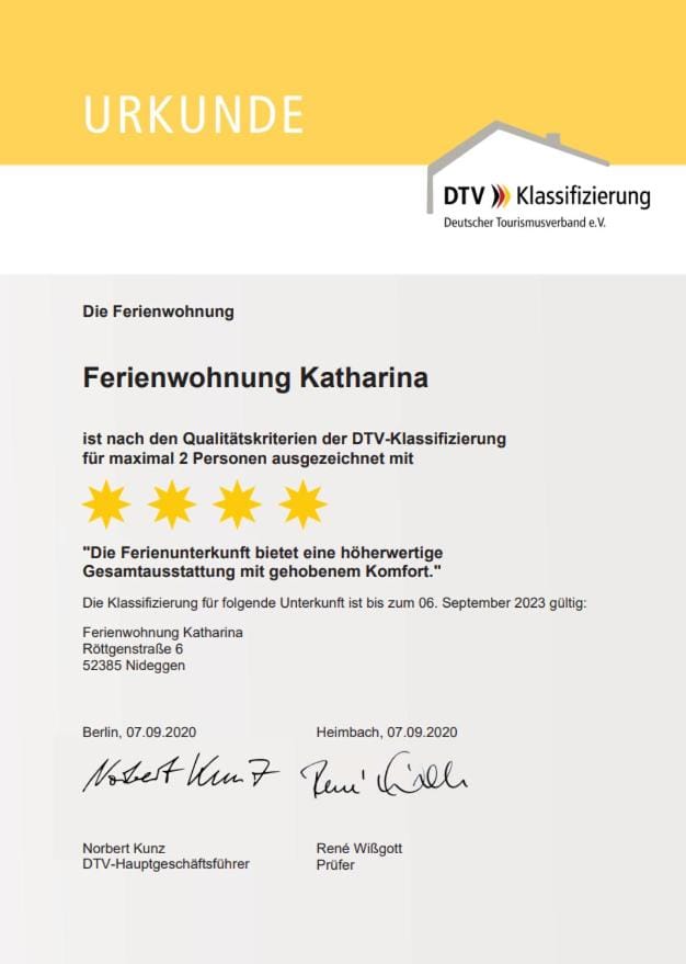 Ferienwohnung Katharina 4 Sterne laut DTV Wallbox 11KW Apartment in Heimbach