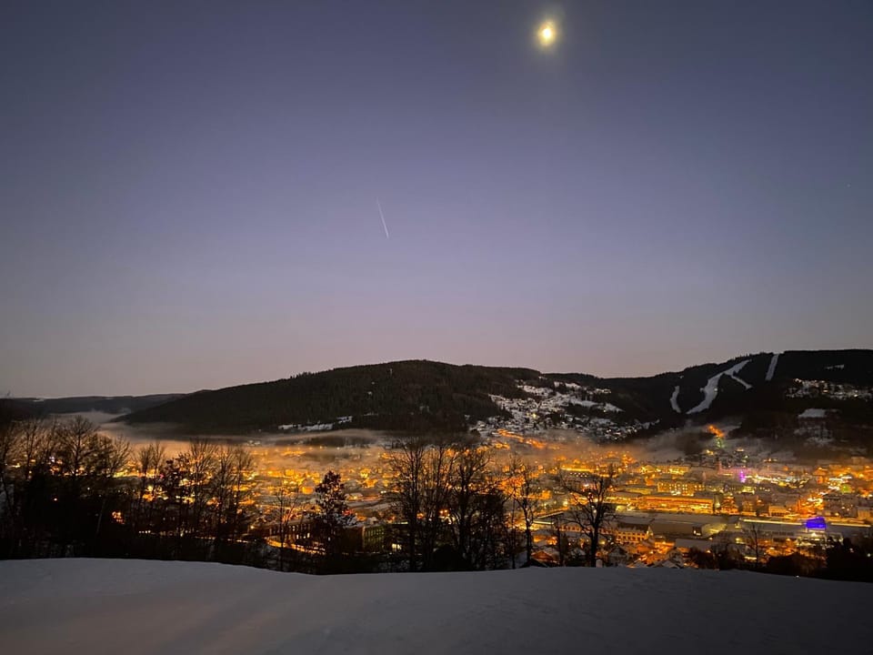 Night, City view, Mountain view