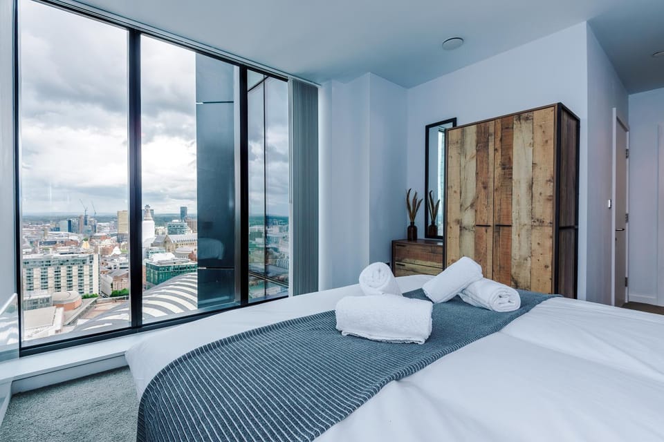 Bed, Photo of the whole room, Bedroom, towels, wardrobe