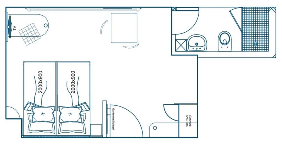 Photo of the whole room, Floor plan