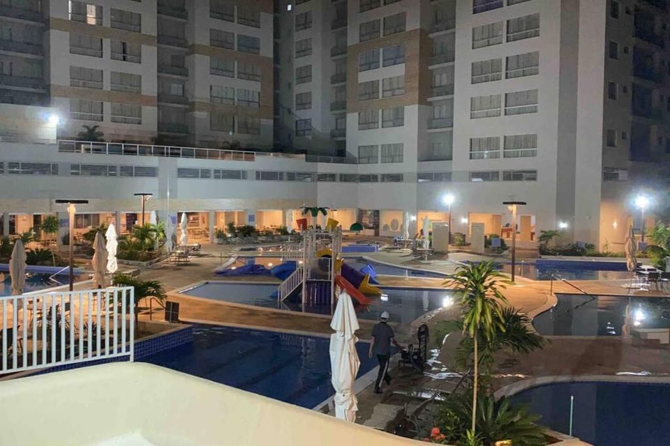 Property building, Night, Pool view, Swimming pool