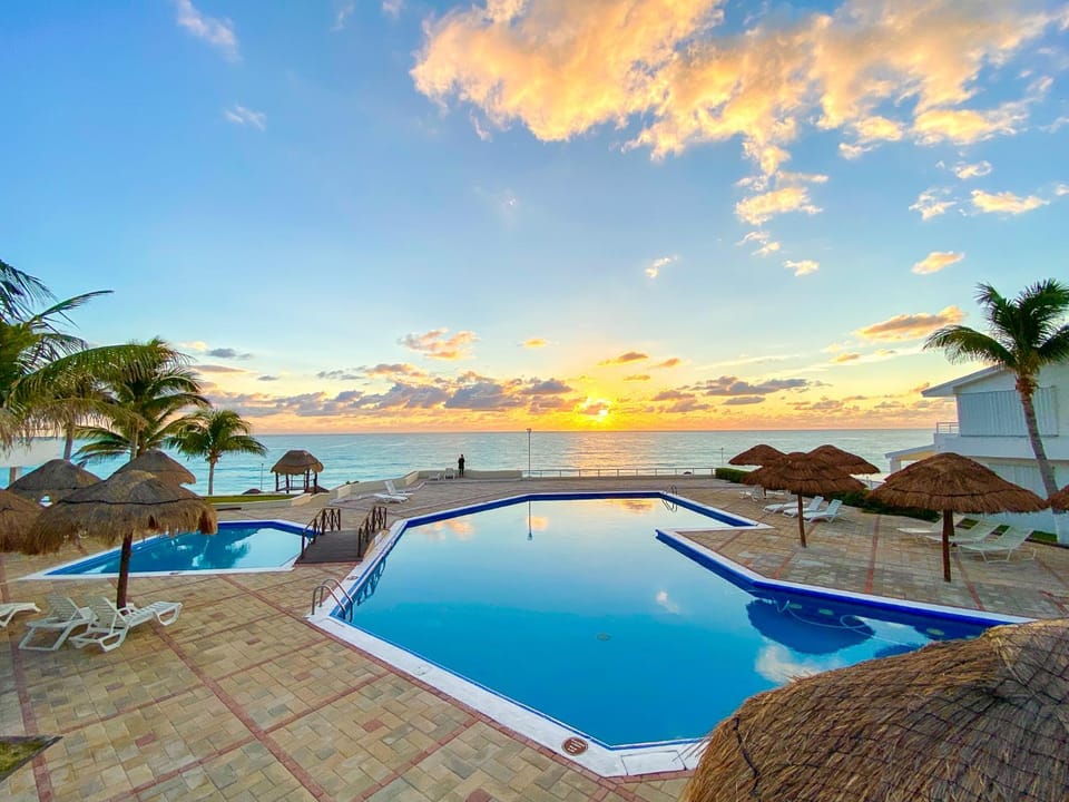 Beautiful Beachfront Apartments with private terrace Ocean View Brisas Shores Apartment in Cancun