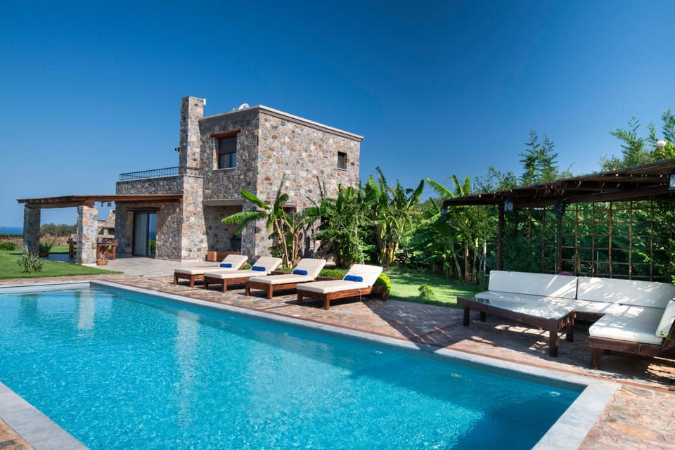 Property building, Patio, Garden, Swimming pool, sunbed
