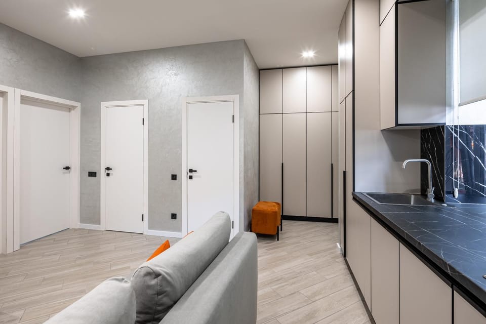 Kitchen or kitchenette, wardrobe