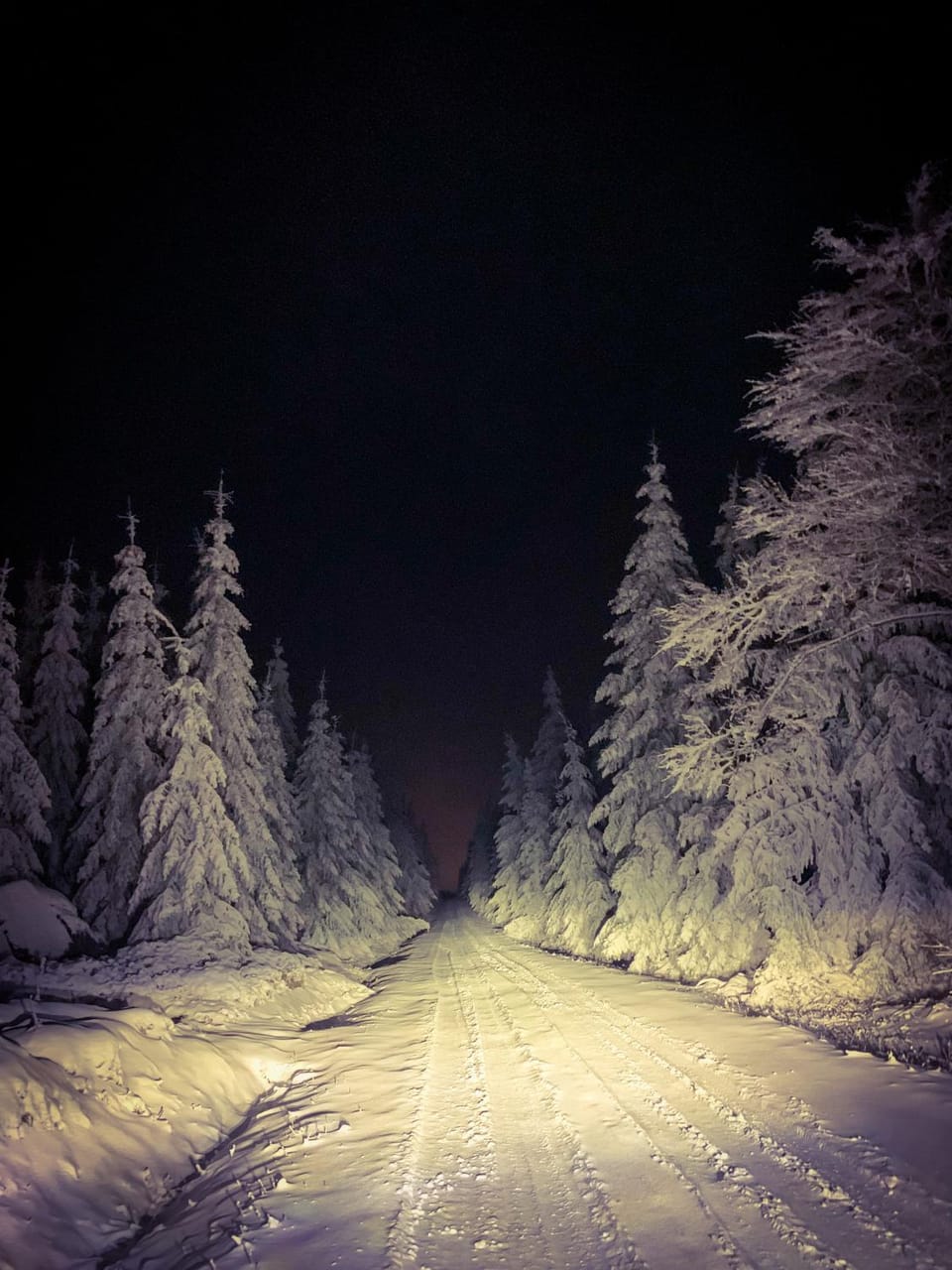 Night, Natural landscape, Winter