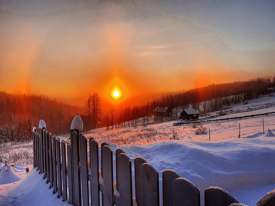 Natural landscape, Winter, Mountain view, Sunrise