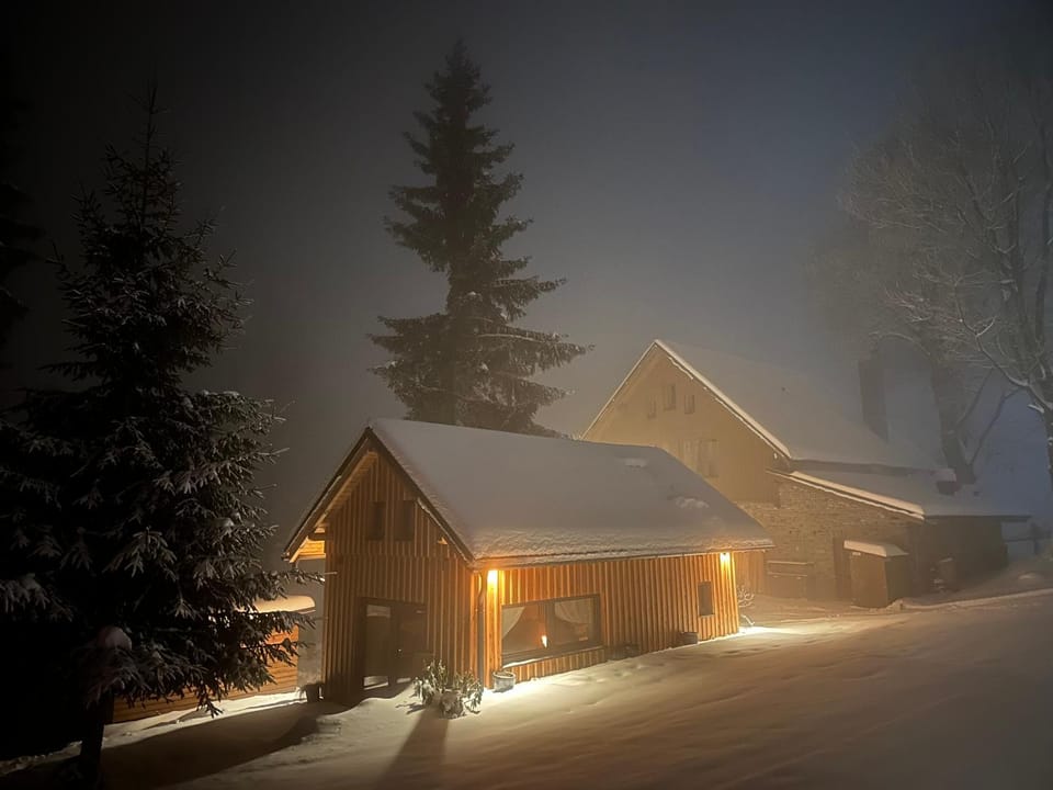 Property building, Night, Winter
