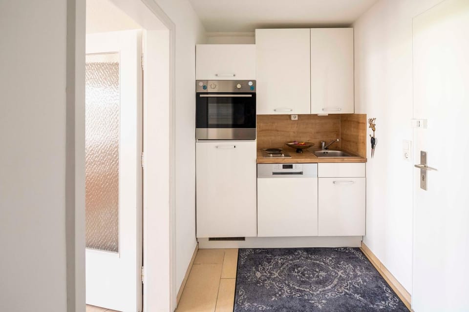 Kitchen or kitchenette, dishwasher, oven, stove