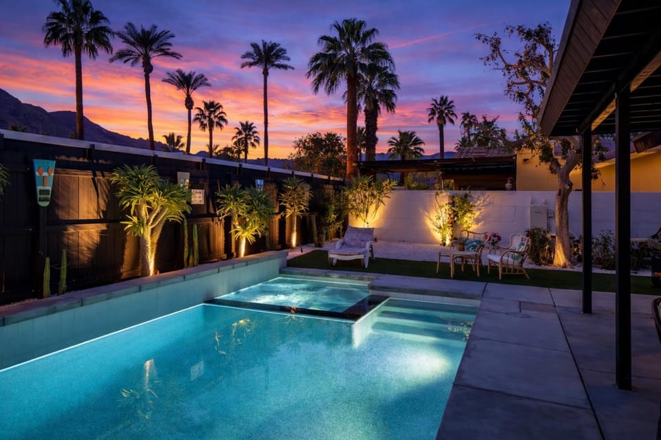 Pool view, Swimming pool, Sunset