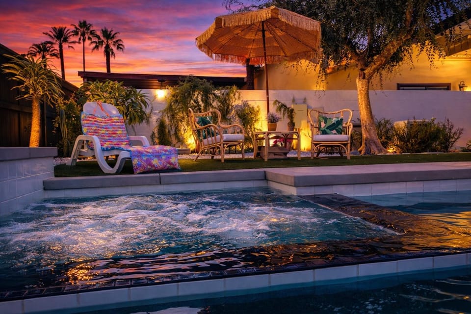 Pool view, Swimming pool, Sunset
