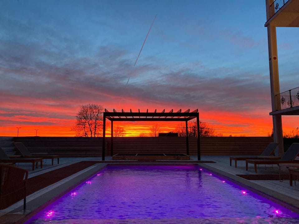 Swimming pool, Sunset