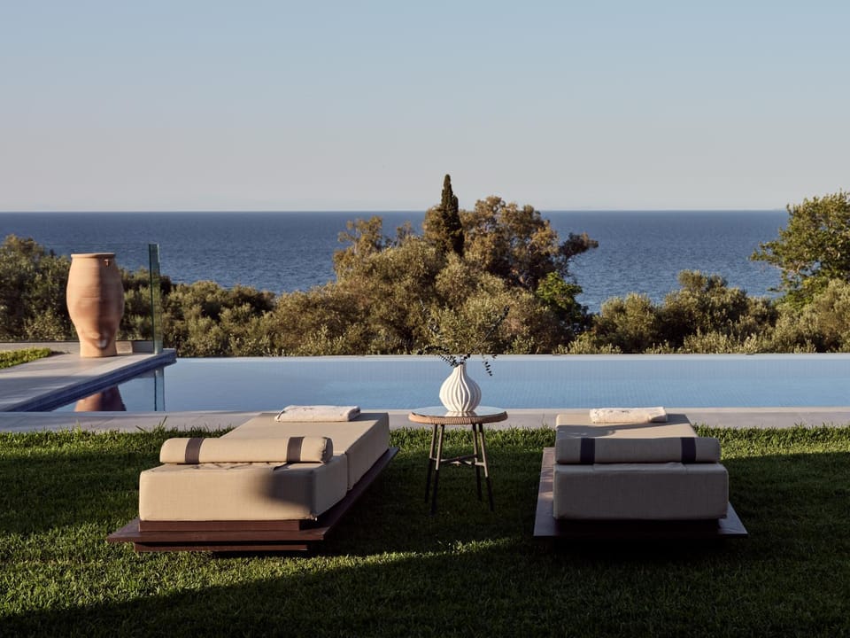 Patio, Day, Natural landscape, Living room, Pool view, Sea view, Swimming pool, sunbed