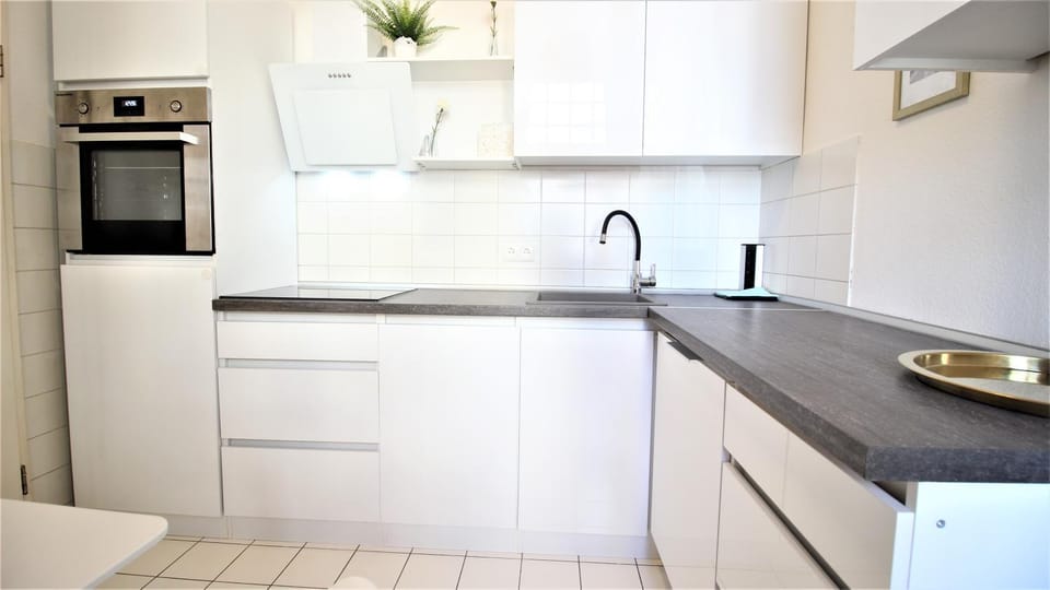 Kitchen or kitchenette, dishwasher, stove